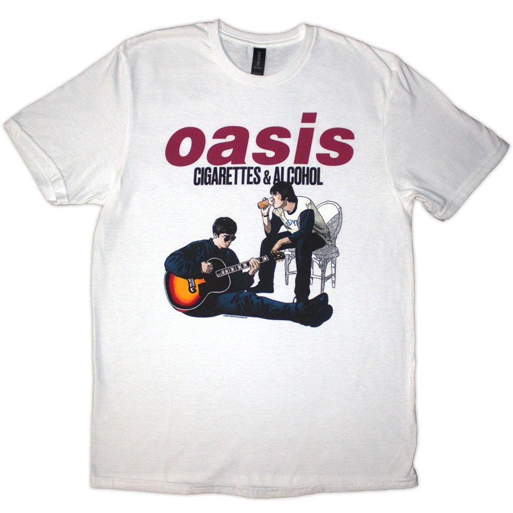 Oasis - Cigarettes & Alcohol Illustration T-shirt Homme - Blanc